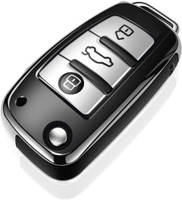 img 4 attached to 🔑 Audi Key Fob Cover Case 360 Degree Full Protection - Premium Soft TPU Key Shell Cover compatible with Audi A1 A3 Q3 Q7 R8 A6L TT (Flip Key, 3 Buttons) - Silver