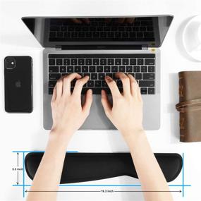 img 3 attached to 🖥️ Подставка для запястий для клавиатуры JIKIOU - удобная поддержка запястий из памяти Foam для легкой печати, облегчения боли - игры, компьютер, ноутбук, офис - черный, 16.3x3.3 дюйма, 2 штуки