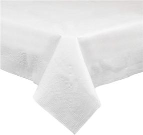 img 4 attached to Pack of 5 Waterproof White Table Covers for Rectangle Tables - Disposable 3 Ply Paper & Plastic Tablecloth, Absorbent, Fits 6-8 Foot Tables, Size: 54'' X 108''