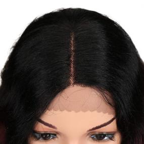 img 1 attached to 👩 Джоэдир 24-дюймовые длинные волнистые парики Lace Front для черных женщин - парик из термостойкого синтетического волоса плотностью 130% (натурально-черный)