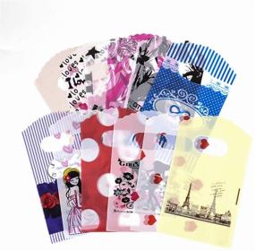 img 3 attached to 🛍️ 500pcs Mixed Color Printed Plastic Gift Bags – PH PandaHall Cut Handle Plastic Bags for Candy Jewelry Retail Packaging - Size: 15x9cm