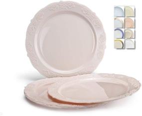 img 3 attached to 🍽️ Occasions 40-Pack Vintage Party Plates - Disposable Plastic Plates for Weddings (10.25'' Dinner Plate, Portofino Light Pink)