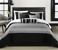👑 queen-sized black chic home diamante comforter set - 8-piece collection logo