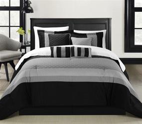 img 1 attached to 👑 Queen-sized Black Chic Home Diamante Comforter Set - 8-Piece Collection