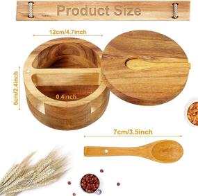 img 3 attached to 🍽️ Acacia Wood Salt and Pepper Container Cellar with Spoon: The Ultimate Swivel Lid Condiment Storage Keeper