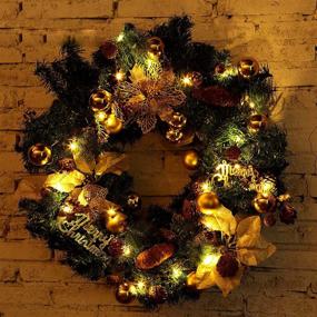 img 3 attached to 🎄 Christmas Winter Holiday Red Berry Pine Cone Bell Garland Lights - 6.5 ft Battery Powered String Lights with 20 LED, Remote Timer, and 8 Flicker Modes - Ideal for New Year Parties, DIY Home Mantel Decoration