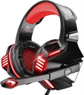 enhanced versiontech. gaming headset for ps5/ps4/xbox one/pc - red: noise canceling, led lights, mic, volume console logo