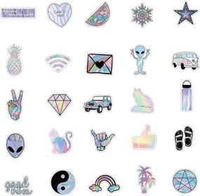 img 1 attached to 🌈 ARPA 50-Piece Holographic Laser Cute Stickers for Laptops, Books, Cars, Motorcycles, Skateboards, Bicycles, Suitcases, Skis, Luggage, Cups, and More - DJHSL