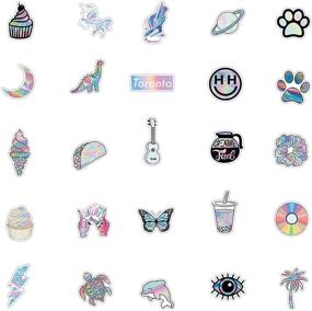 img 2 attached to 🌈 ARPA 50-Piece Holographic Laser Cute Stickers for Laptops, Books, Cars, Motorcycles, Skateboards, Bicycles, Suitcases, Skis, Luggage, Cups, and More - DJHSL