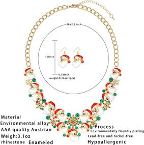 img 3 attached to 🎄 Удивительные украшения для ёлки M MIRACULOUS GARDEN: Блестящий набор колье и серёжек с ринестонами и эмалью для женщин и девочек