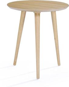 img 1 attached to 🪑 Evangeline Natural Oak Wood End Table with Faux Wood Overlay: Stylish and Durable!