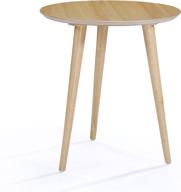 🪑 evangeline natural oak wood end table with faux wood overlay: stylish and durable! logo