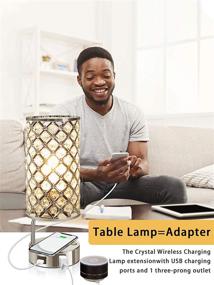 img 2 attached to 💡 Wireless Charging Crystal Table Lamp with Touch Control, USB Charging Ports, and Bulb Included - Modern Bedroom and Living Room Nightstand Lamps (Silver)