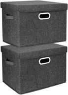 📦 tyeers foldable washable storage bins with lids - set of 2 black linen fabric storage boxes for toys, clothes, and more! logo