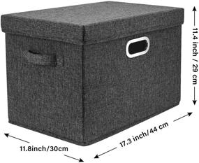 img 3 attached to 📦 TYEERS Foldable Washable Storage Bins with Lids - Set of 2 Black Linen Fabric Storage Boxes for Toys, Clothes, and More!