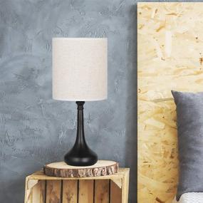 img 3 attached to 🛋️ Set of 2 Bedside Table Lamps with Black Metal Base and Ivory White Fabric Lamp Shade - Perfect for Bedroom and Living Room Décor (Bulb Not Included)