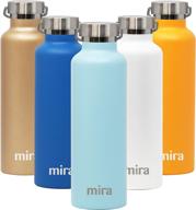 🌬️ mira 25 oz alpine thermos flask with stainless steel vacuum insulation - hydro bottle for cold water up to 24 hours, hot beverages up to 12 hours - matte pearl blue - bpa-free lid and 2 lids included logo