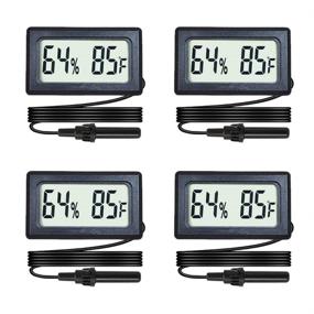img 4 attached to 🌡️ Veanic 4-Pack Mini Digital Hygrometer Thermometer Gauge with Probe - Large Number LCD Display for Temperature and Humidity Monitoring in Incubators, Reptile Tanks, Plant Terrariums, Humidors, Guitar Cases, and Greenhouses