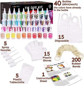 img 3 attached to 🎨 Tie Dye Kit with Spray Nozzles – Permanent, 40 Vibrant Colors Dye Set with Rubber Bands, Gloves, Apron, and Table Covers – Craft Arts Fabric Textile Party Handmade DIY Project Supplies