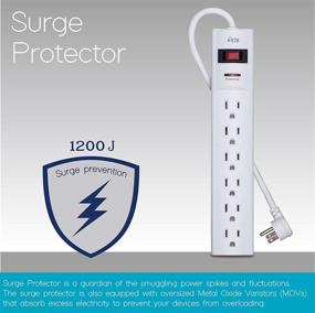 img 3 attached to 💡 High-Performance KMC 6-Outlet Surge Protector Power Strip - 15-Foot Cord, 1200 Joule, Overload Protection