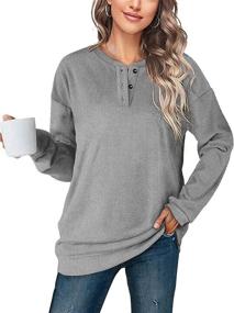 img 3 attached to 👕 Stylish and Comfortable: OFEEFAN Women's Casual Sweatshirts with Henley Button Up - Trendy Long Sleeve Tunic Tops