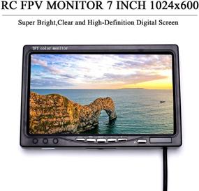 img 1 attached to 📺 Optimized RC 7 Inch FPV Monitor with 1024x600 IPS LCD Display Screen & Sun Shield Hood for RC FPV Drone Quadcopter