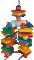 sb440 chewable 4 way play bird toy with colorful wooden blocks & ringing bell - large size 15” x 7” x 7” by super bird creations logo