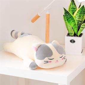 img 3 attached to Lazada Kids Pillow: Plush Stuffed Animal Cat for Girls and Toddlers - Soft Kitty, Gray, 18 Inches - Perfect Gifts!