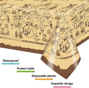 img 2 attached to 🏴 Пираты на борту! 3-штучные пиратские скатерти для праздника: усовершенствуйте вашу пиратскую вечеринку использованием пластиковых скатертей с сокровищницей - идеально подходят для детей и взрослых, украшений для пиратской вечеринки "Карта сокровищ" - 54 х 108 дюймов
