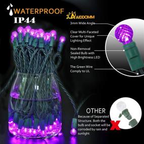 img 3 attached to 🔮 UL Listed Purple LED Christmas Lights, G12, 70 Count, Indoor/Outdoor, 35.5ft, Green Wire, 6in Spacing