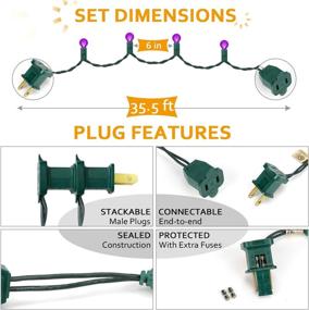 img 1 attached to 🔮 UL Listed Purple LED Christmas Lights, G12, 70 Count, Indoor/Outdoor, 35.5ft, Green Wire, 6in Spacing