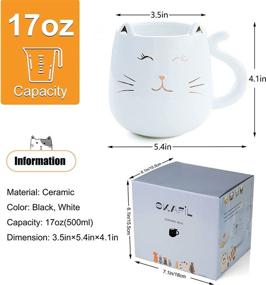 img 2 attached to 🐱 Skafil Ceramic Cat Coffee Mug - Cute Novelty Cup, Perfect Anniversary, Christmas, or Birthday Gift For Women and Men - 17 oz - White