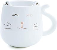 🐱 skafil ceramic cat coffee mug - cute novelty cup, perfect anniversary, christmas, or birthday gift for women and men - 17 oz - white logo