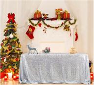 🎄 50x102 дюймов серебряная пайетковая рождественская скатерть - блестящее покрытие стола для вечеринки на рождество, новогоднего ужина и украшения стола для десертов логотип