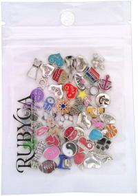 img 2 attached to 🔒 50pcs RUBYCA Metal Floating Charms Lot for DIY Glass Living Memory Locket in a Mix of Silver and Gold Colors