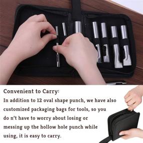 img 1 attached to 🔴 12-Piece Leather Craft Oval Hole Punch Set - Flat Craft Punch Range: 6-26mm | Ideal for Belt, Watch Band, and Leather Working