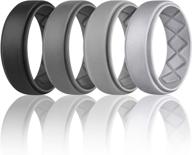 egnaro silicone rings for men, breathable rubber wedding bands for crossfit workout - 8mm width, 2.5mm thickness логотип