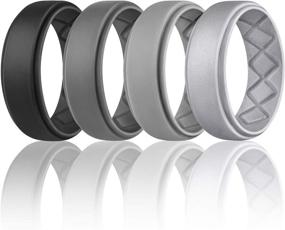 img 4 attached to Egnaro Silicone Rings for Men, Breathable Rubber Wedding Bands for Crossfit Workout - 8mm Width, 2.5mm Thickness