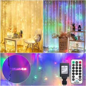 img 4 attached to 🌟 Brightown Curtain Lights 300 LED 9.8X9.8ft: 8 Modes, Remote Control, 2 Colors, Hanging String Fairy Lights for Bedroom, Wall, Window, Party Backdrop - Ideal Lighting (No Curtain)