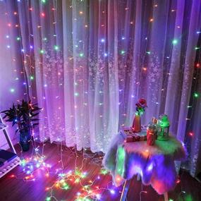 img 1 attached to 🌟 Brightown Curtain Lights 300 LED 9.8X9.8ft: 8 Modes, Remote Control, 2 Colors, Hanging String Fairy Lights for Bedroom, Wall, Window, Party Backdrop - Ideal Lighting (No Curtain)