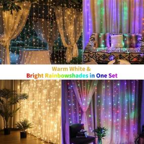 img 3 attached to 🌟 Brightown Curtain Lights 300 LED 9.8X9.8ft: 8 Modes, Remote Control, 2 Colors, Hanging String Fairy Lights for Bedroom, Wall, Window, Party Backdrop - Ideal Lighting (No Curtain)