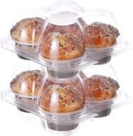 🧁 12 pack of clear cupcake boxes with 4 compartments - high dome plastic cupcake container for to-go - disposable cupcake holders with lid - cupcake packaging transporter логотип