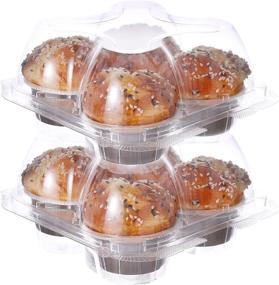 img 4 attached to 🧁 12 pack of Clear Cupcake Boxes with 4 Compartments - High Dome Plastic Cupcake Container for To-Go - Disposable Cupcake Holders with Lid - Cupcake Packaging Transporter