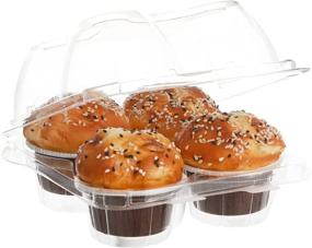 img 2 attached to 🧁 12 pack of Clear Cupcake Boxes with 4 Compartments - High Dome Plastic Cupcake Container for To-Go - Disposable Cupcake Holders with Lid - Cupcake Packaging Transporter