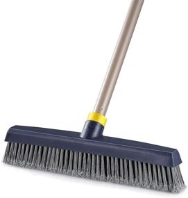 img 4 attached to Yocada Heavy-Duty Push Broom with Stiff Bristles, Telescopic Handle, Ideal for Cleaning Bathrooms, Kitchens, Patios, Garages, Decks, Concrete, Wood, Stone, and Tile Floors – Commercial Grade