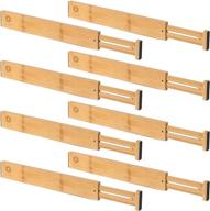 🗄️ qozary 8 pack bamboo drawer dividers - adjustable spring loaded drawer organizers, expandable 17-22" - ideal for kitchen, dresser, baby drawer, bedroom, bathroom, and office логотип