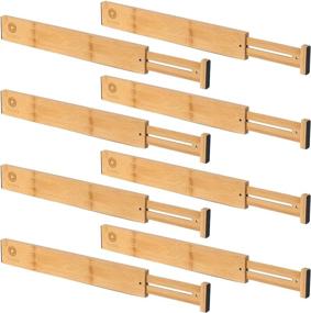 img 4 attached to 🗄️ Qozary 8 Pack Bamboo Drawer Dividers - Adjustable Spring Loaded Drawer Organizers, Expandable 17-22" - Ideal for Kitchen, Dresser, Baby Drawer, Bedroom, Bathroom, and Office