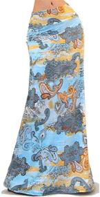 img 4 attached to 👗 Stylish Vivicastle Women's USA Colorful Printed Fold Over Waist Long Maxi Skirt - Perfect for Effortlessly Fashionable Looks