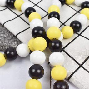 img 1 attached to 🐝 Enhance Your Décor with DrCor Set of 3 Bee Wood Bead Garland: Perfect for Tiered Trays, Farmhouse Themes, and Holiday Seasons!