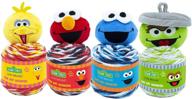 (4 pack) lion brand yarn sesame street - one hat wonder, 4pk featuring big bird, elmo, cookie monster, and oscar logo